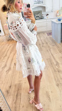 White Floral Eyelet Trim Mini Dress