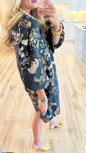 Black Gold Accent Jacquard Shift Dress
