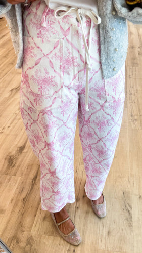 Pink Coquette Printed Barrel Pants