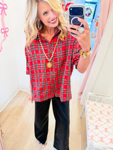 Red Plaid Dolman Sleeve Top