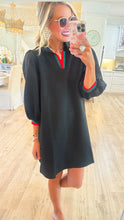 Black Quilted 3/4 Sleeve Dress