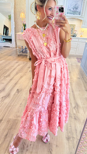 Pink Ruffle Detailed Maxi Dress