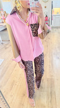 Pink Striped Leopard Pant Set