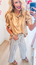Gold Metallic Puff Sleeve Top