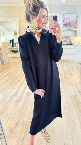 Black Lux Knit Midi Dress