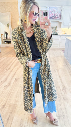 Taupe Leopard Duster Jacket