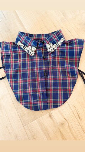 Navy Plaid Rhinestone Collar