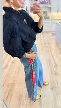 Red Side Leopard Accent Denim Pants