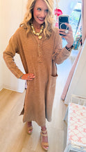 Almond Ribbed Knit Midi Dress