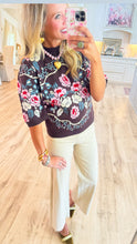 THML Brown Floral Short Sleeve Knit Top