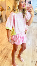 Pink & Lime Stripe Colorblock Top