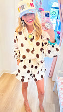 Brown Polka Dot Long Sleeve Short Ruffle Hem Set
