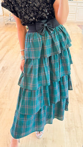 Green Plaid Maxi Skirt