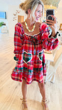Christmas Plaid Heart Pocket Dress