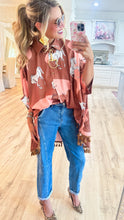 Brown Satin Horse Blouse