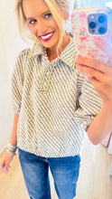 Grey Tweed Pearl Detail Top
