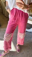 Pink Mineral Washed Heart Patch Pants