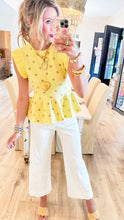 Lemon Polka Dot Ruffle Hem Top