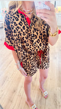 Leopard Print Short Set with Red Contrast