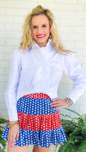 Red and Blue Star Sequin Mini Skirt