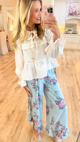 Off White Long Sleeve Peplum Top