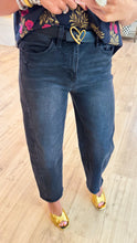 Black Washed High Rise Barrel Jeans