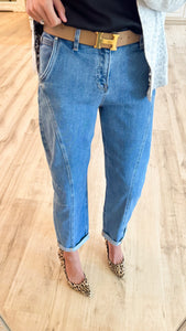 Risen Mid Rise Barrel Jeans