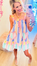 Pastel Patchwork Ruffle Hem Mini Dress