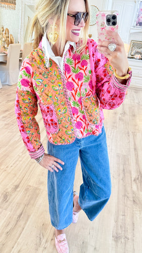 THML Pink Floral Quilted Jacket