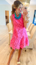 Pink Floral Eyelet Bow Mini Dress