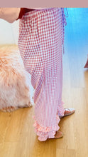 Pink Gingham Layered Ruffle Hem Pants