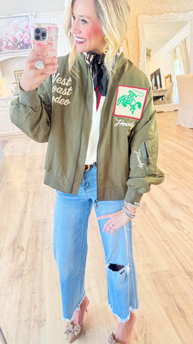 Army Green Vintage Bomber Jacket