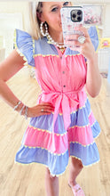 Pink and Blue Colorblock Dress