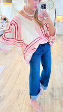 Cream and Pink Heart Oversized Top
