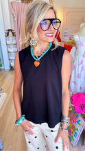Black Smocked Edge Tank Top