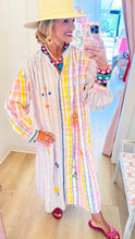 Rainbow Multi Print Embroidered Maxi Dress