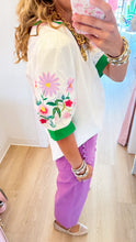 Off White Embroidered Puff Sleeve Top