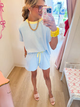 Sky and Lemon Stripe Contrast Short Set