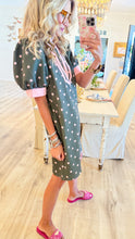Olive Polka Dot Puff Sleeve Mini Dress