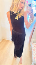 Black Asymmetrical Fringe Maxi Sweater Dress