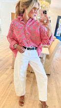 Ruby Gingham Button Down Top