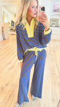 Navy and Yellow Striped Pant Set