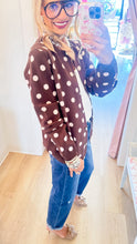 Brown and Pink Polka Dot Cardigan