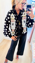 Queen of Sparkles Black and White Polka Nutcracker Cardigan