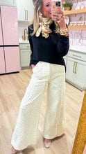 Cream and Black Polka Dot Wide Leg Pants