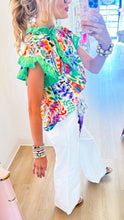 Cream Mix Floral Flutter Sleeve Top
