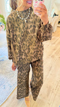 Brown Leopard Print Washed French Terry Pant Set
