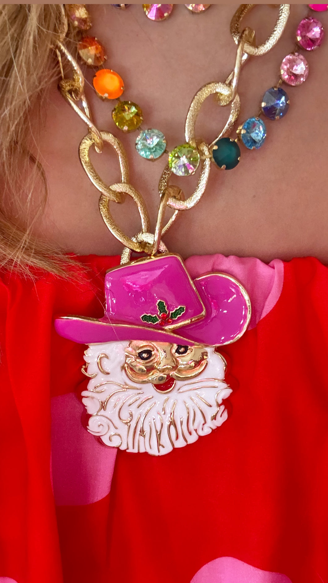 Pink Santa Statement Necklace