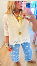 White Scallop Eyelet Blouse