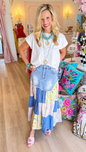 Deal of The Day Washed Denim Patchwork Maxi Skirt